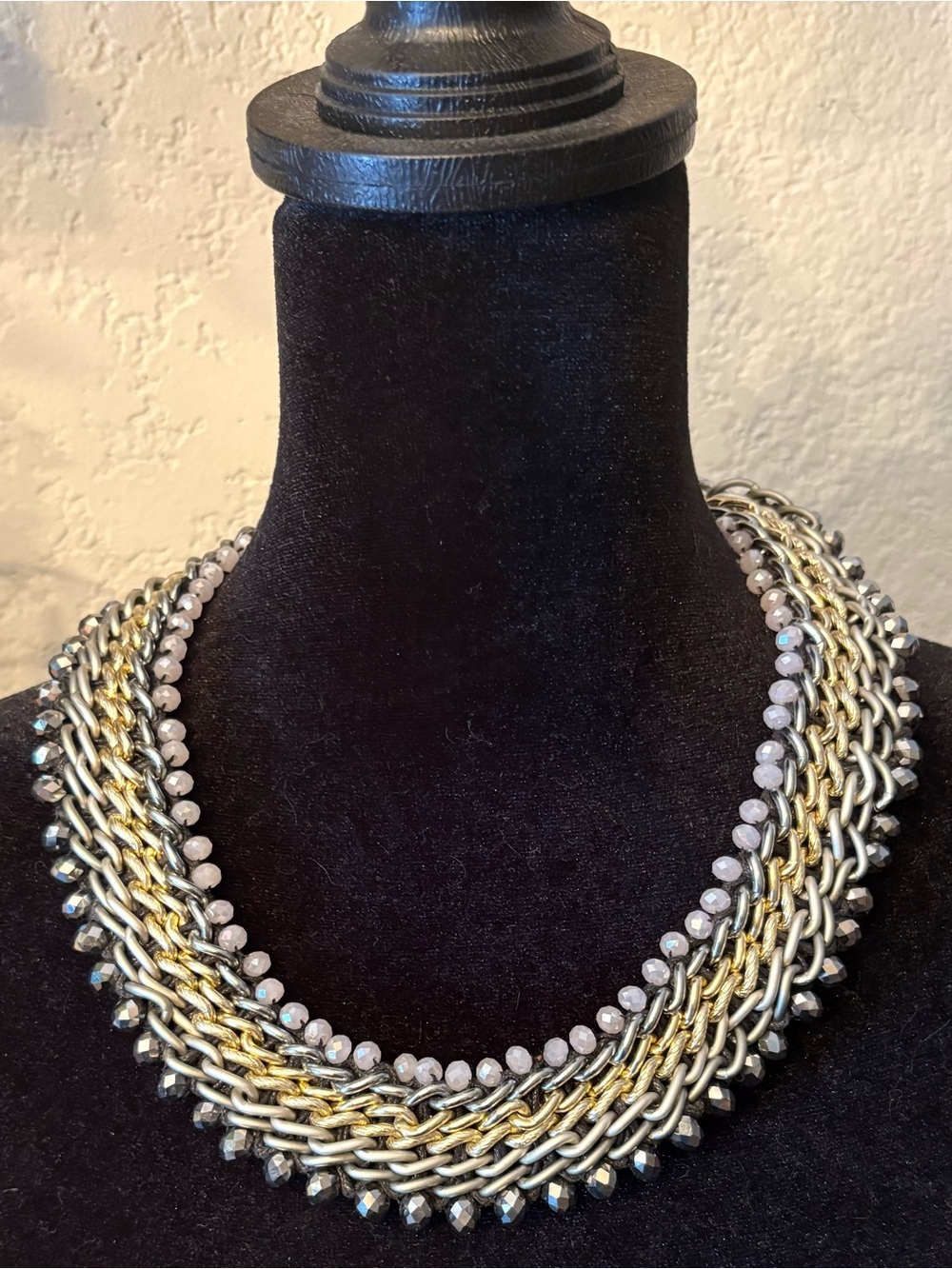 Braided Two-Tone Statement Necklace in Gold and Silver